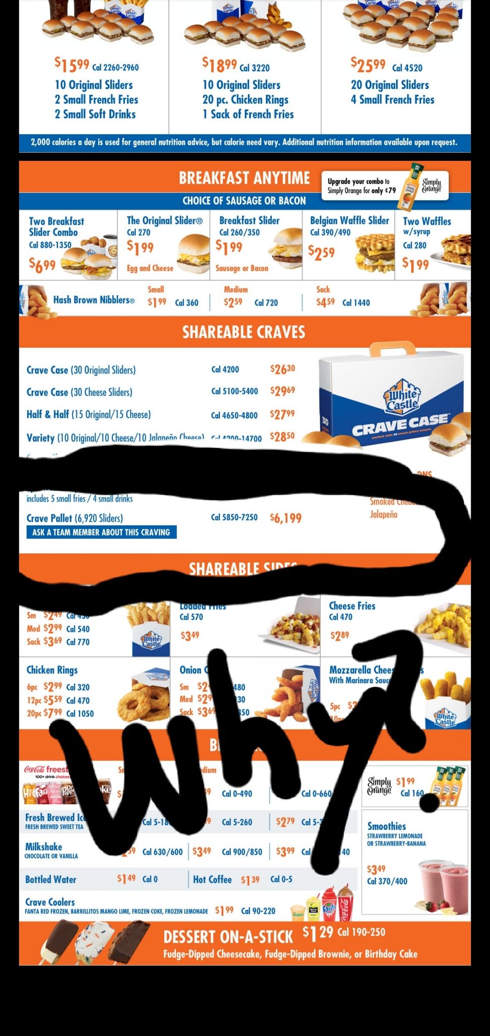 White castle menu outlet