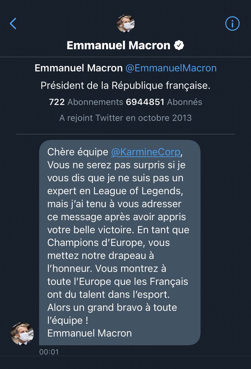 Kameto (@kammeto) on Twitter photo On a vu le message que ce matin, merci <a href="/EmmanuelMacron/">Emmanuel Macron</a> pour le petit message après la victoire d’hier ! 😎 On a vu le message que ce matin, merci <a href="/EmmanuelMacron/">Emmanuel Macron</a> pour le petit message après la victoire d’hier ! 😎