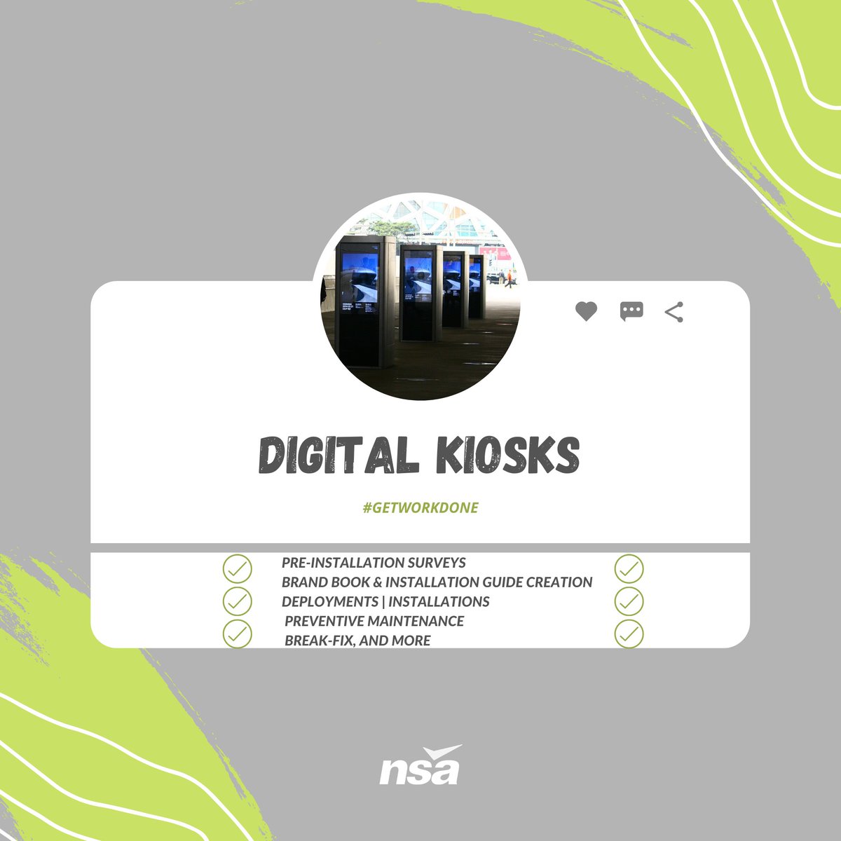 Nsa_Field's tweet image. Digital Kiosks – a perfect way to bring attention to what’s new at your location or anywhere else. 
Visit NSA.bz or call 865-588-1558 to hear and see more.
#nsa #nsafieldservice #fieldservicesolution #digitalkiosk  #fieldservice #projectmanagment