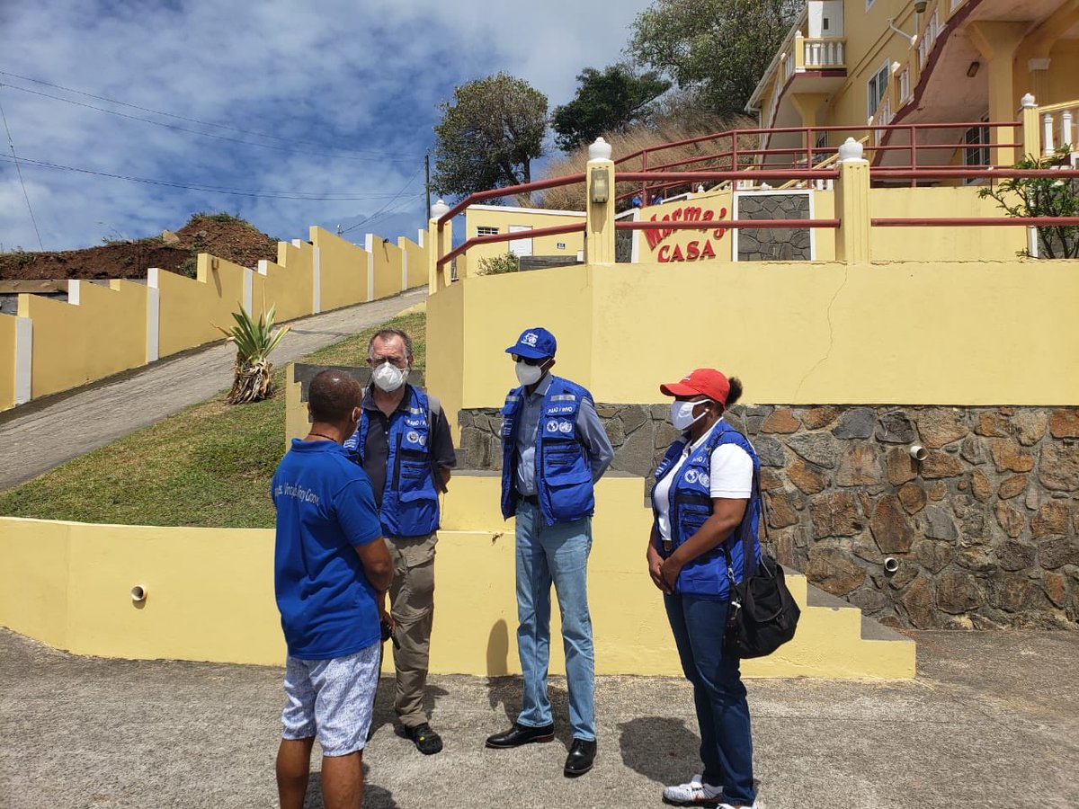 We visited  #LaSoufriere evacuee-health workers &amp; families in temporary housing rented by the government. 103 persons accommodated in 25 one bedroom apt; 6 month to 75 years old; some vaccinated. Temporary housing that meets user’s needs is a priority. ⁦⁦<a href="/PAHOCaribbean/">PAHO-WHO Caribbean</a>⁩