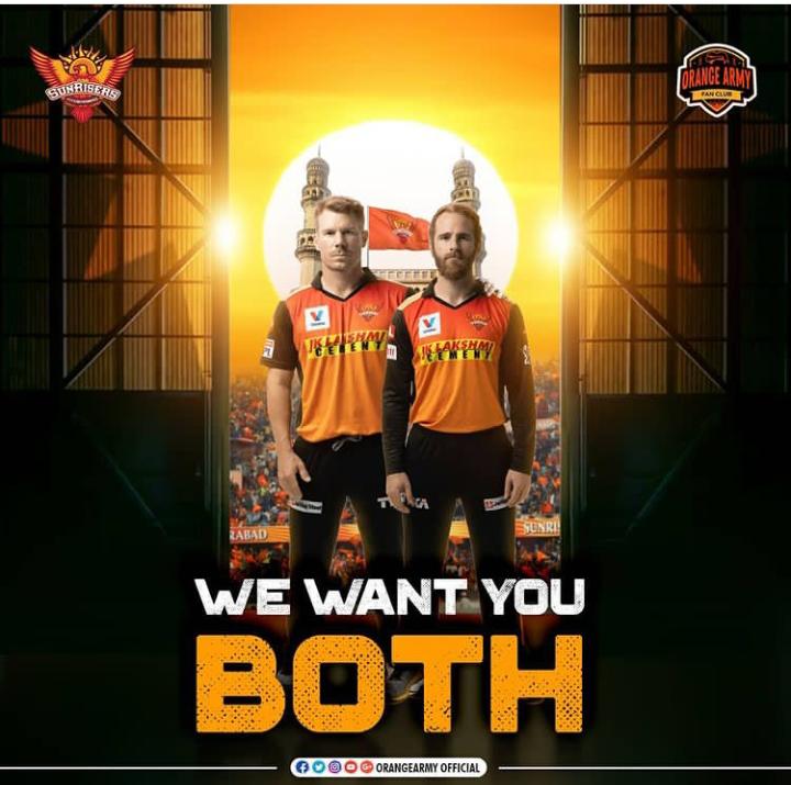 srhfansofficial's tweet photo. We want you both David Warner = Kane Williamson 
#BringBackWarner #IPL2021 #OrangeArmy https://t.co/3ApLE5Fc8q