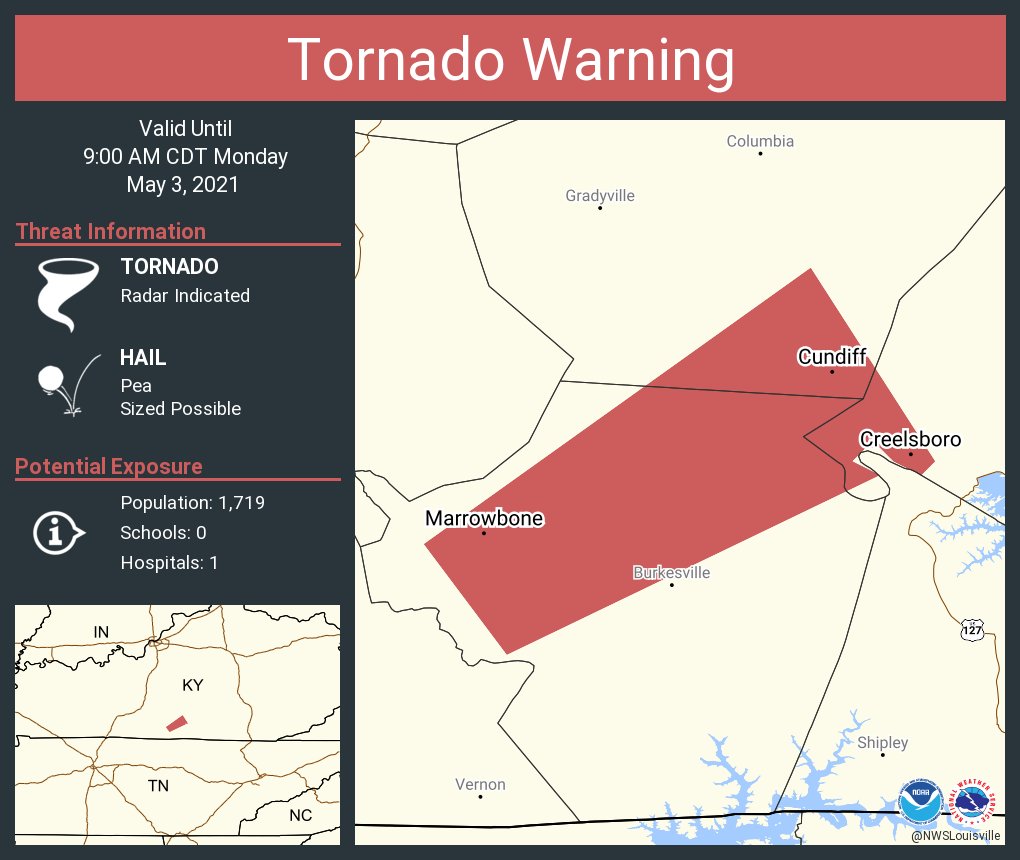 NWS Louisville on Twitter "Tornado Warning including Marrowbone KY