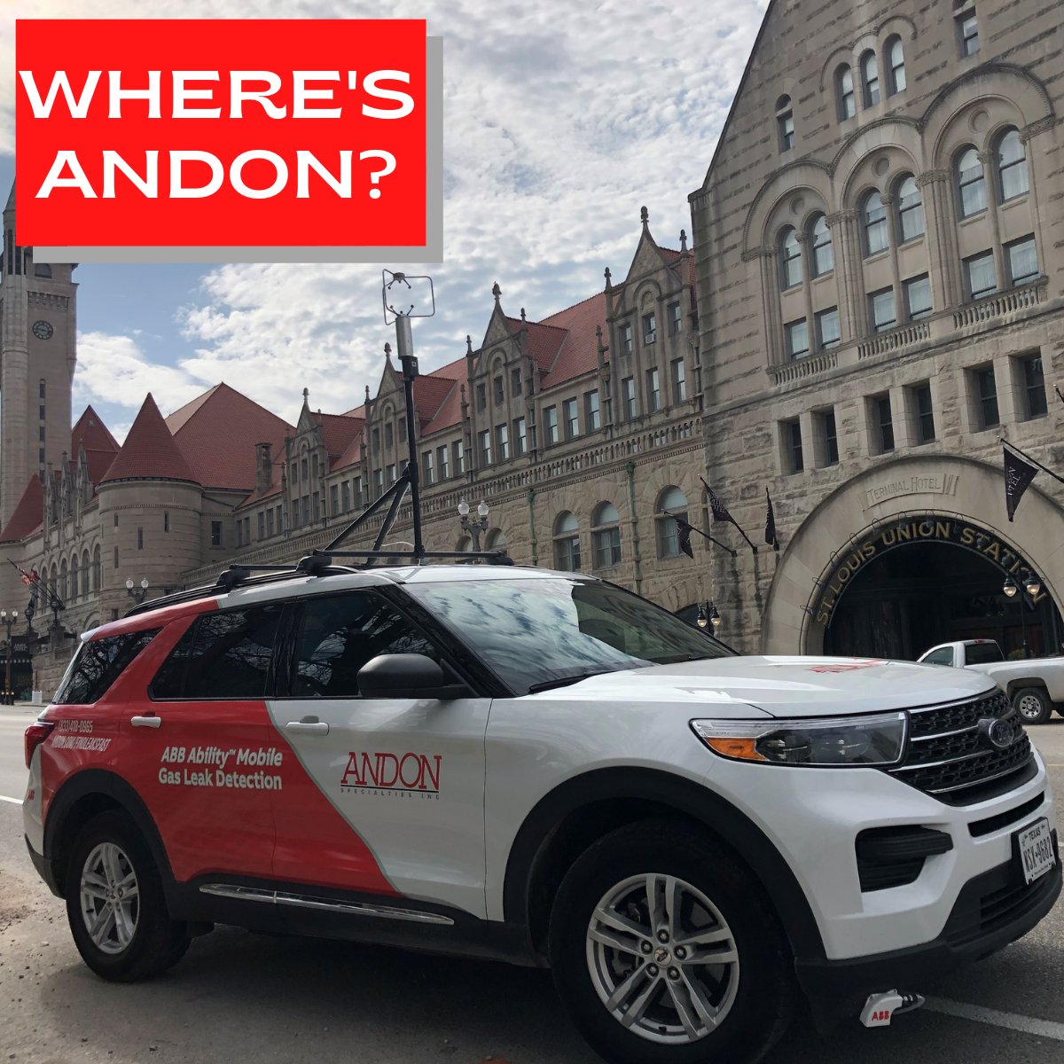ANDON_1985's tweet photo. The Gas Buster vehicle continues to prowl around the St. Louis Union Station detecting gas leaks! 

How can the ABB and Andon MobileGuard™  leak detection system help utilities?  

Who you gonna call?
Learn more at: https://t.co/cSHku1NG9x https://t.co/lbX73NEFbU