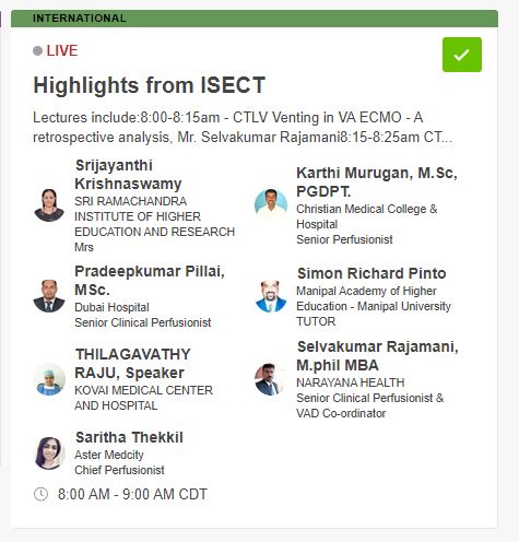 amsectperfusion's tweet photo. Thank you to the Indian Society of Extracorporeal Technology (ISECT) for sharing their insights and expertise with us this morning. #AmSECT21 https://t.co/0AXSvp8UBG
