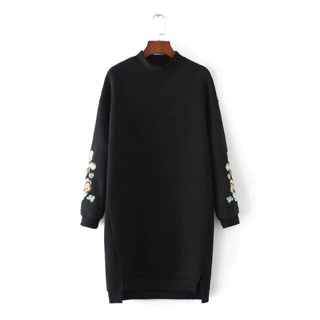 FashionNoteMe's tweet image. Embroidery Long Sleeve Loose Sweatshirt Dress - uniqistic.com/shop/woman/dre…