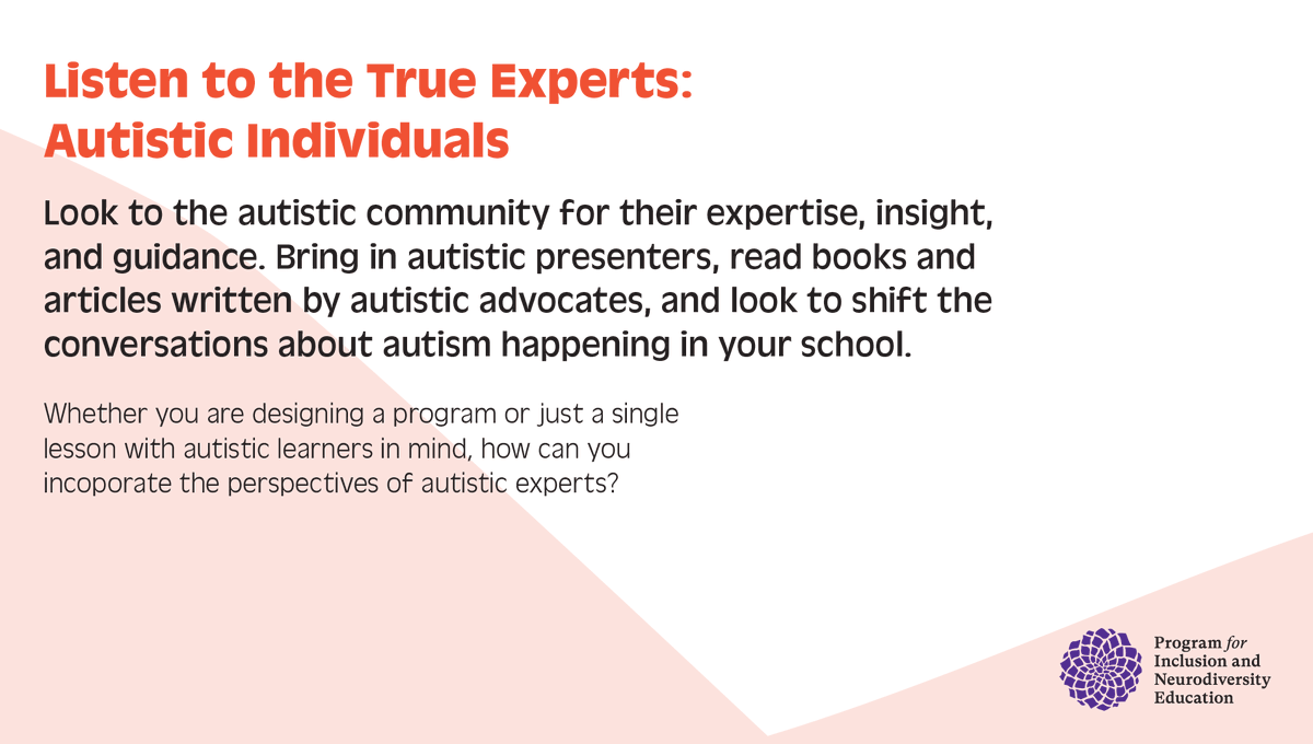 pineprogram1's tweet photo. Every school community is neurodiverse. 
How can your school support its neurodivergent students? 
#1/9 Listen to the True Experts. 
#PINE9 #PinePromise
 #AutismAcceptanceEveryMonth https://t.co/ngrMvIV7ul