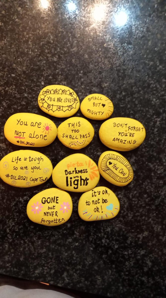 Some more inspiration for #darknessintolight message stones.  
4 days to go - sign up at darknessintolight.ie/home-page-2021 #DIL2021