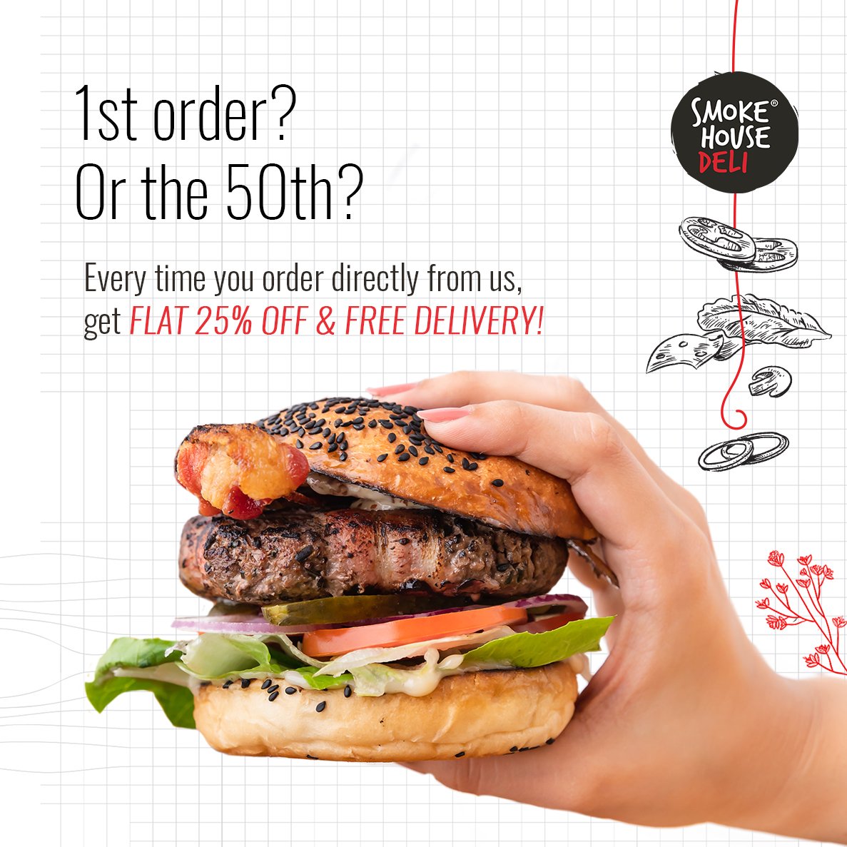 SmokeHouseDeli's tweet photo. Have you heard the news? Order #DirectFromTheDeli and get a flat 25% OFF on your order. No delivery charges, no hidden costs! Bring home some Deli goodness by ordering from the link in bio!

#burger #burgersandfries #burgerlover #OrderDirect #directdelivery #homedelivery https://t.co/iPigcbTfWR
