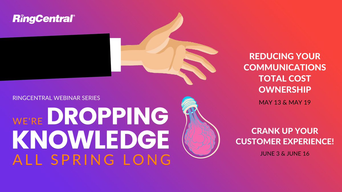 Please join us for the topics listed below and upgrade your communications! For each virtual event the first 50 to register and attend win a $100 gift card from us! Stay until the end for a chance to win fun prizes! You can register here: go.ringcentral.com/RingCentralSpr…
