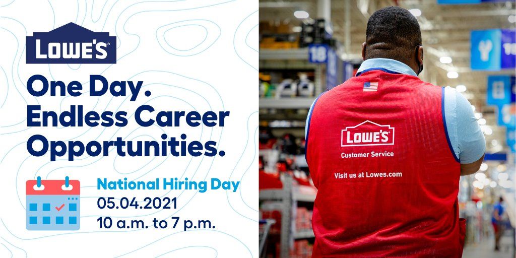 Tina parks (@tina_parks_hrm) on Twitter photo Tomorrow is the BIG day!! Head into your local Lowe's for your new career opportunity! Apply at jobs.lowes.com before you go to shorten your interview time. <a href="/JobReadyVets/">Operation: Job Ready Veterans</a> <a href="/IUBloomington/">IU Bloomington</a> @bendavishighschool <a href="/indplsul/">Urban League Indy</a> <a href="/CAFE_Indy46226/">CAFE</a> <a href="/ChamberMville/">Martinsville Chamber</a> <a href="/OMWBD/">Office of Minority and Women Business Development</a> <a href="/workoneindy/">WorkOne Indy</a> Tomorrow is the BIG day!! Head into your local Lowe's for your new career opportunity! Apply at jobs.lowes.com before you go to shorten your interview time. <a href="/JobReadyVets/">Operation: Job Ready Veterans</a> <a href="/IUBloomington/">IU Bloomington</a> @bendavishighschool <a href="/indplsul/">Urban League Indy</a> <a href="/CAFE_Indy46226/">CAFE</a> <a href="/ChamberMville/">Martinsville Chamber</a> <a href="/OMWBD/">Office of Minority and Women Business Development</a> <a href="/workoneindy/">WorkOne Indy</a>
