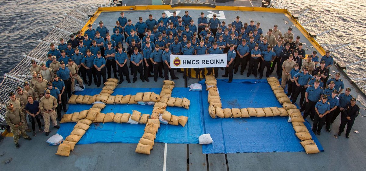 Two years ago today #HMCSRegina conducted its 4th drug seizure while on #OpARTEMIS #CTF150. A great deployment with a great crew on an important mission! 

Can you catch up @HMCSNCSMCalgary 😉