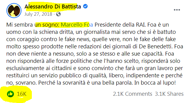 MPenikas's tweet image. ANCORA OGGI:
Casomai non si fosse capito che PARLARE NON COSTA NIENTE e sparare cazzate contro il #M5S costa anche meno
#DiBattista #Pippe #Rai 
Io? Sempre piu' orgoglioso del M5S e di cio' che ha fatto. A tradire son stati gli altri.
IN ALTO I CUORI
FANCULO INFAMI D IDIOTI