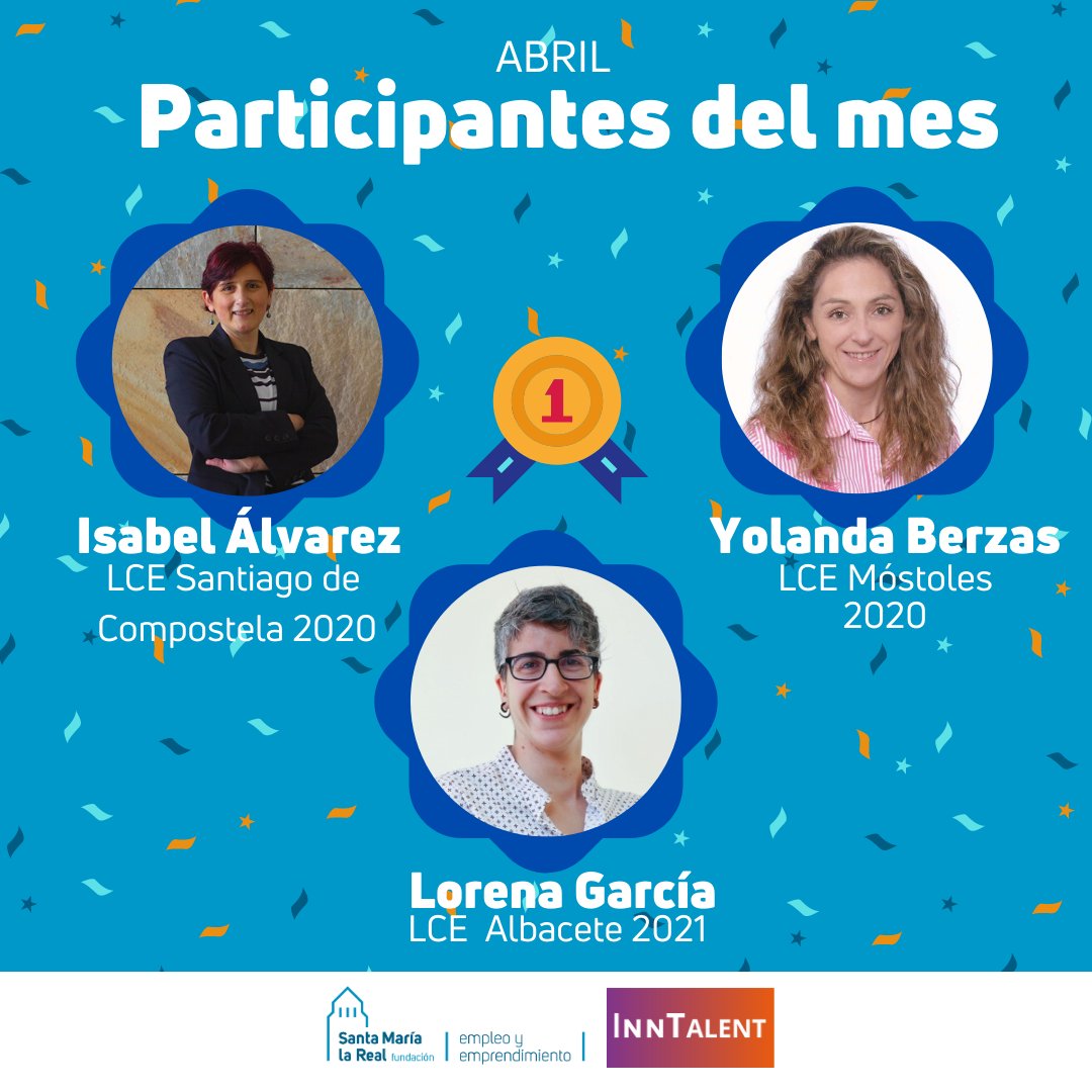 AreaEmpleoFSMLR's tweet photo. 🥇¡Ellas son las 𝙥𝙖𝙧𝙩𝙞𝙘𝙞𝙥𝙖𝙣𝙩𝙚𝙨 𝙙𝙚𝙡 𝙢𝙚𝙨 de #abril de #InnTalent!⭐️ #ENHORABUENA a Isabel, Yolanda y Lorena 🏆 Han completado cada #módulo y están +cerca de su #FuturoLaboral 💪 "Hemos reforzado el #autoconocimiento y la proyección del #perfilprofesional 👥💼" https://t.co/ncxYW54Y3E