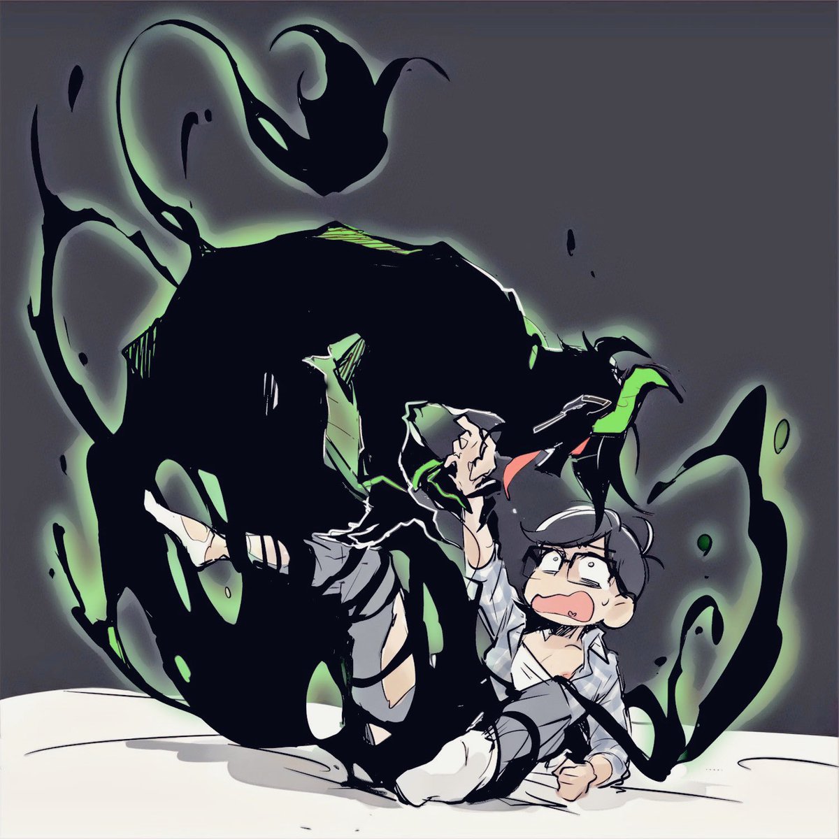 シルエット悪魔が好きすぎるのであの黒いので身体覆われて何か色々されるカーラくんも 涼見のイラスト