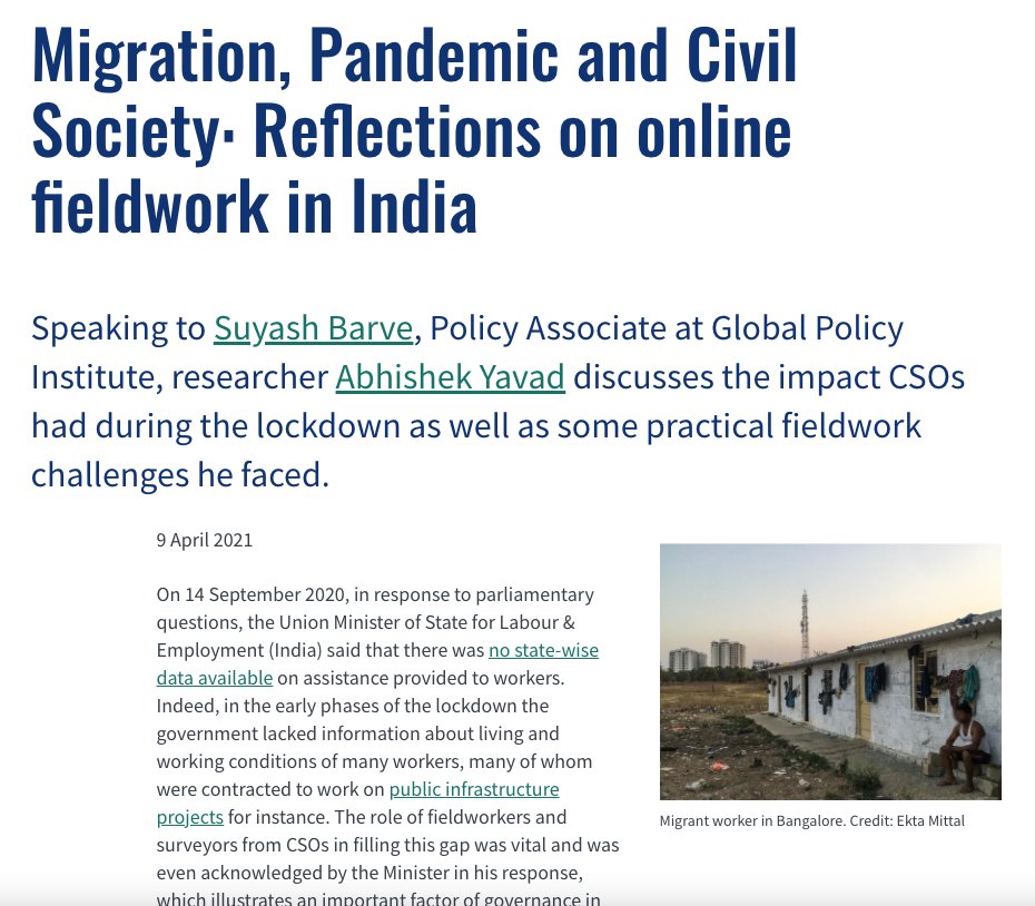migpanbrin's tweet photo. Check our @migpanbrin blog 👉🏽@abhijoining shares reflections from fieldwork in India with @suyash_barve | The impact of COVID is intersectional: rise in domestic violence, impact on children’s nutritional diet and exacerbated poverty | More here https://t.co/EY0LClaEhG https://t.co/Y4B7luSNvs