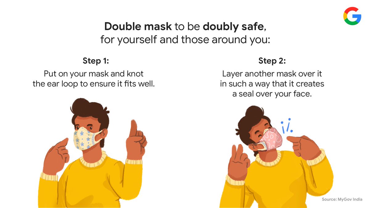 Two masks are better than one. #DoubleMasking reduces the transmission and acquisition of harmful droplets, helping yourself and those around you stay doubly safe.
✌️😷 > ☝️😷