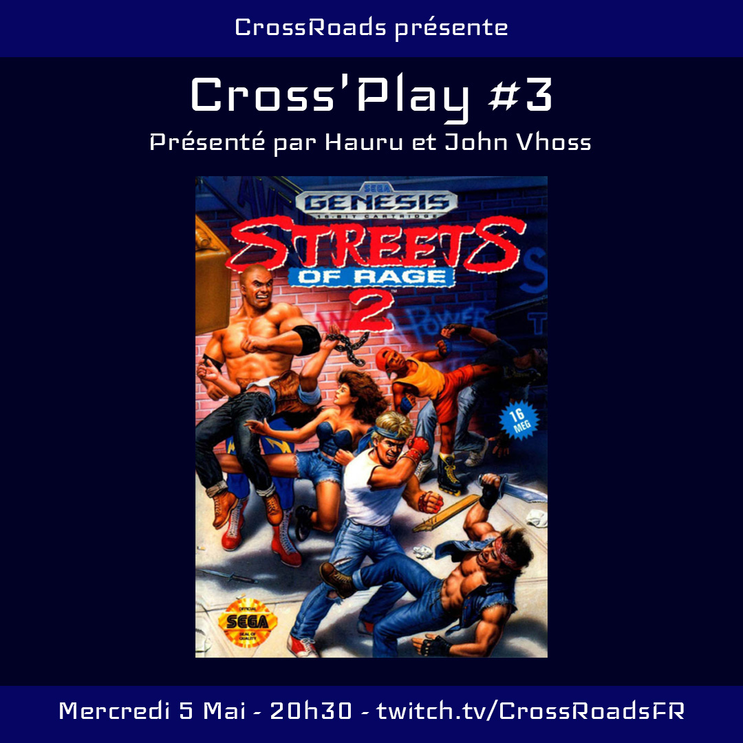 JohnVhoss's tweet photo. Salut à toute la clique !
Rendez-vous Mercredi à 20h30 pour le troisième Cross'Play. Cette fois, on retourne tabasser les punks de Mr X dans Streets of Rage 2.
https://t.co/wUzMdbU0Kh https://t.co/9GIFb9AyNx