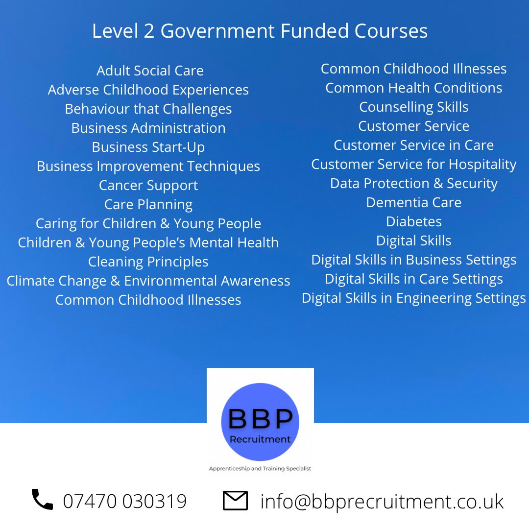 Why not take a look over our Online Short Courses? 

💰 Fully Funded if aged 19+ and live in England

📚 Self Study in your own time

📆 Between 3-12 weeks in length

⏰ Flexible study wherever you like with access to your own online portal 

🏆 Fully accredited and Certificated