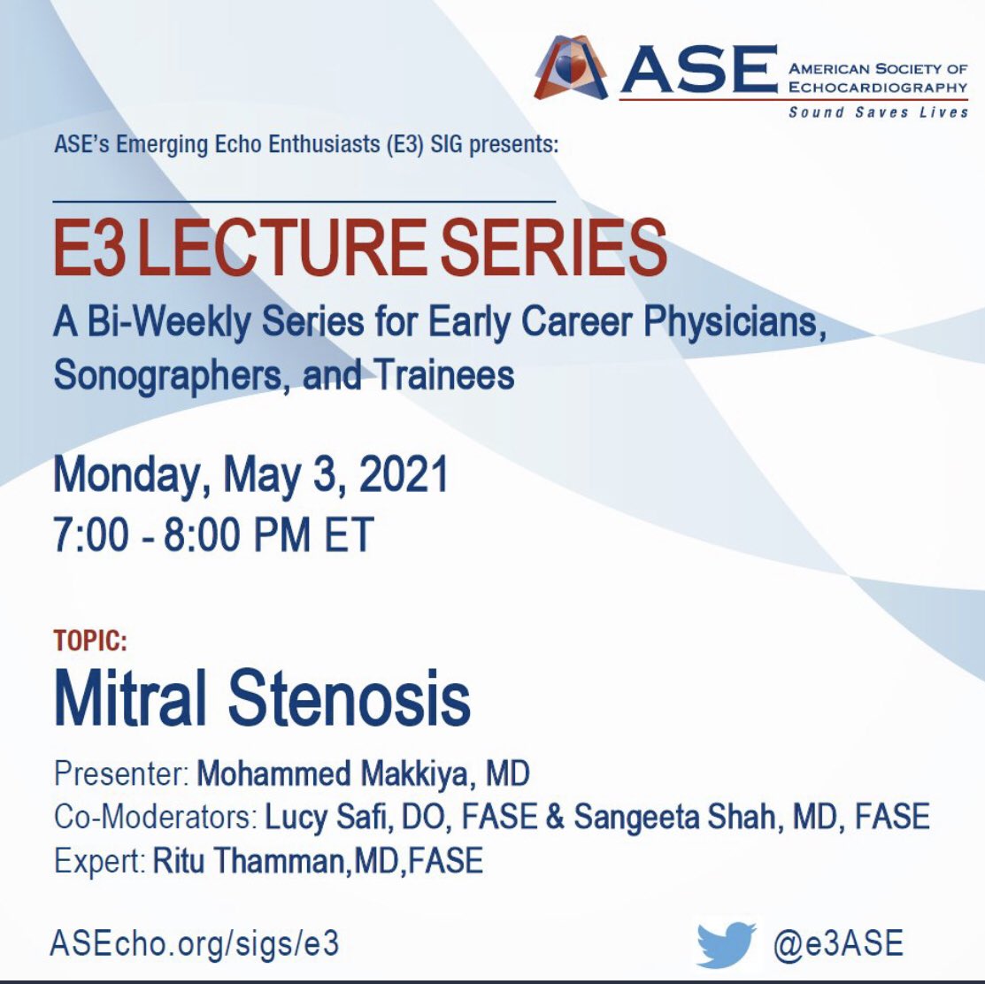 Lucy (@lucysafi) on Twitter photo Don’t miss our next e3 lecture at 7-8 pm EST tonight with <a href="/SangeetaCardsMD/">Sangeeta Shah</a> <a href="/iamritu/">Ritu Thamman MD</a> register here: asecho.org/sigs/e3/ Don’t miss our next e3 lecture at 7-8 pm EST tonight with <a href="/SangeetaCardsMD/">Sangeeta Shah</a> <a href="/iamritu/">Ritu Thamman MD</a> register here: asecho.org/sigs/e3/