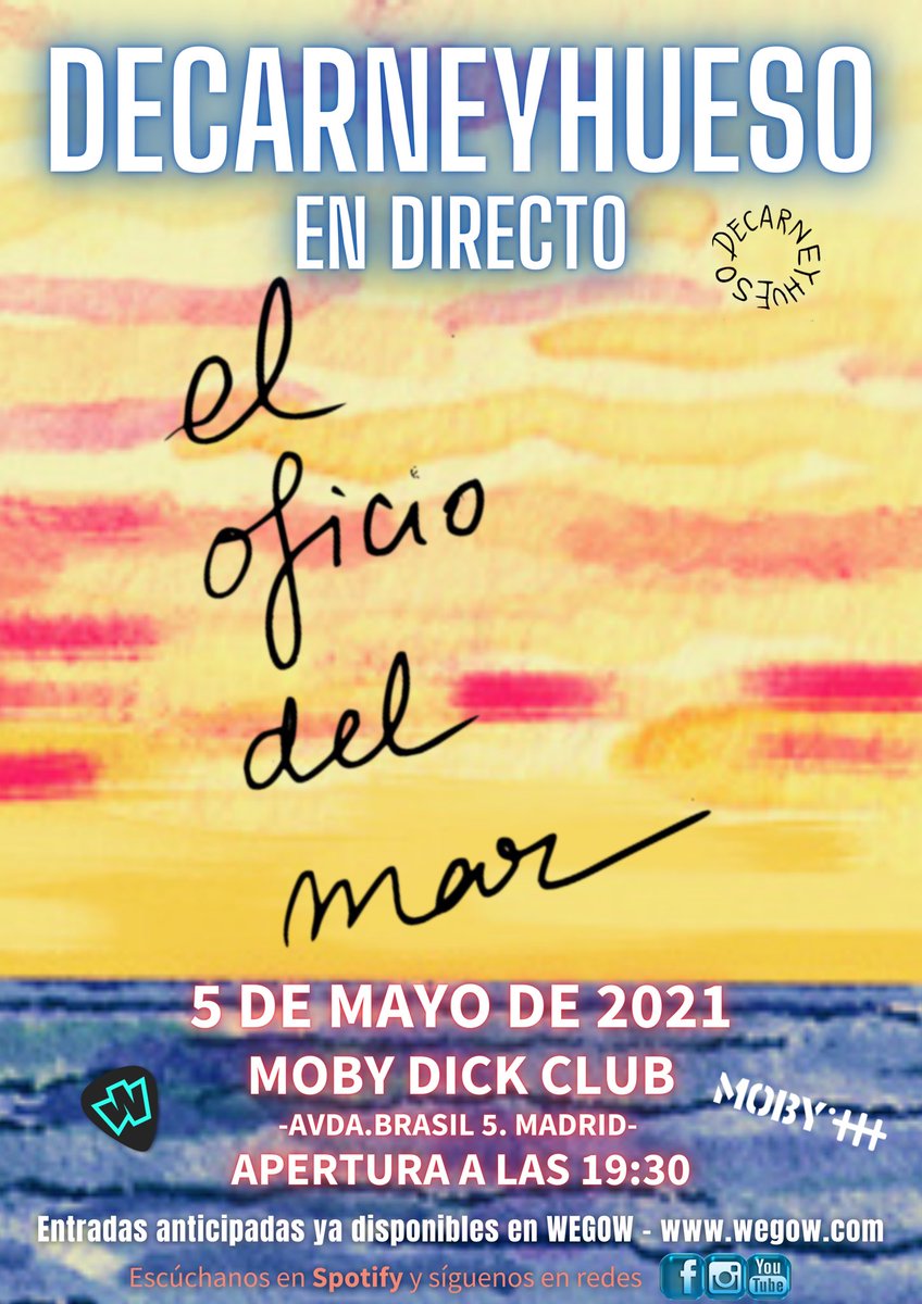 De_CarneyHueso's tweet photo. Llenazo este miércoles 5 de mayo en @MobyDickClub gracias!!!! Vuelve #decarneyhueso con todo el power!! 
5 mayo, abren puertas 19:30 concierto 20h #salaMobyDick https://t.co/R8fi6ZTGvm