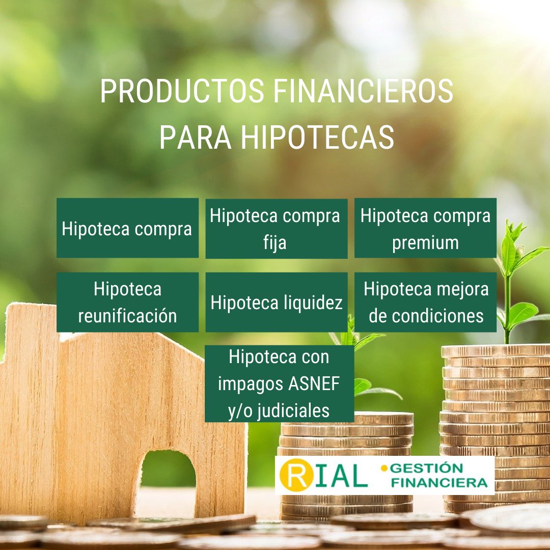 Os presentamos los productos financieros para hipotecas de Rial Gestion Financiera 🏠

Contamos con una amplia variedad.

Si necesitas más información sobre alguno de ellos puedes llamarnos al 985 287 080  o escribirnos a info@rialgestion.com

¡Muchas gracias!😊
