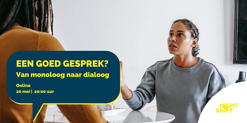 Ben jij erbij 20 mei? Bij #NightShift010 verkennen we dan methoden om dialoog te faciliteren en te leren van verschillende opvattingen. Voor iedereen die ooit is vastgelopen in een verhitte discussie of die bang is voor een ongemakkelijk gesprek. Tickets eventbrite.com/e/a-good-talk-…