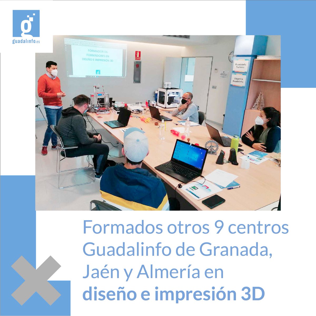 consorciopv's tweet photo. Nuevo equipo #Guadalinfo listo y formado en @consorciofr por @AjFdezcano para organizar pronto talleres de #diseño e #impresión3D en 9 centros de #Granada, #Jaén y #Almería #tecnologíasemergentes ➡️ https://t.co/fXBrczjC5Y https://t.co/y0ScL1hUYh