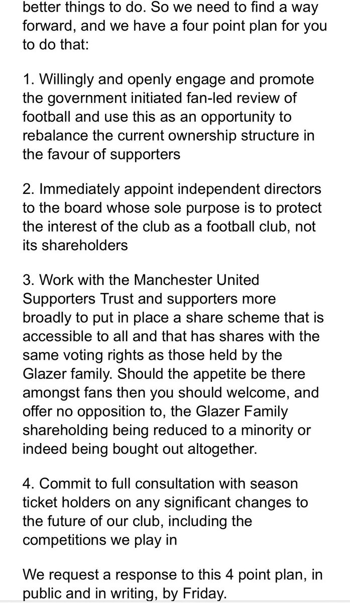 Manchester United Supporters Trust have released an open letter to Joel Glazer after protests #MUFC