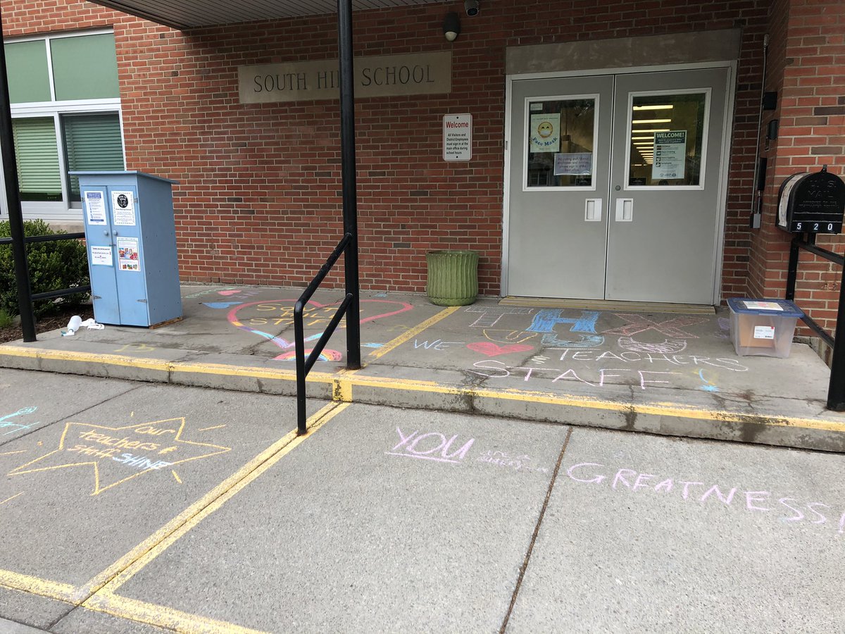 Thanks South Hill PTA for the beautiful chalk messages to kick off staff appreciation week!