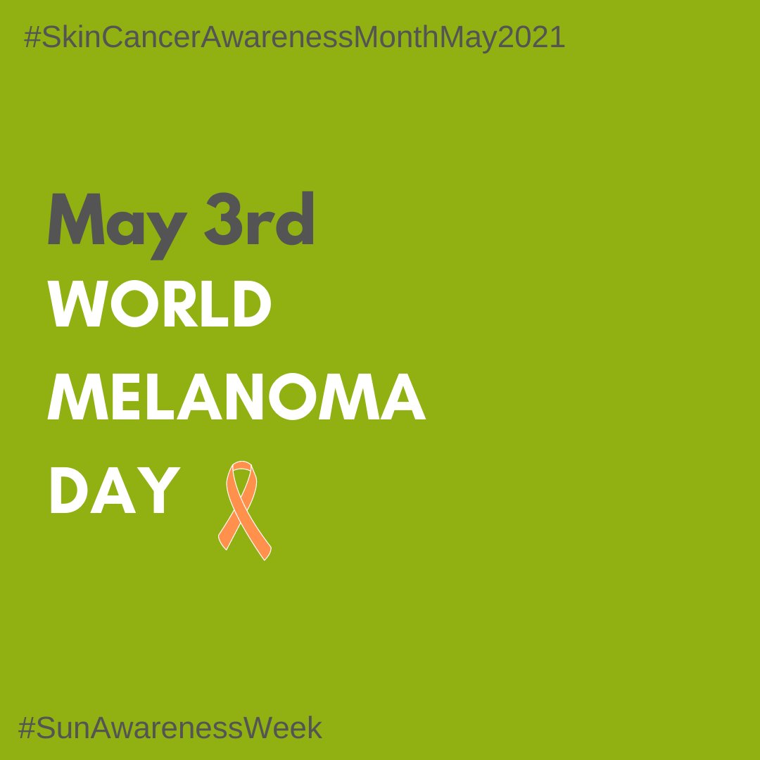 #WorldMelanomaDay 
The first Monday in May marks the #MelanomaMonday

How can you reduce the risk of #melanoma?
1. Avoid the sun during the middle of the day.
2. Wear sunscreen year-round.
3. Wear UV protective clothing
4. Avoid tanning lamps and beds
5. Examine your skin often