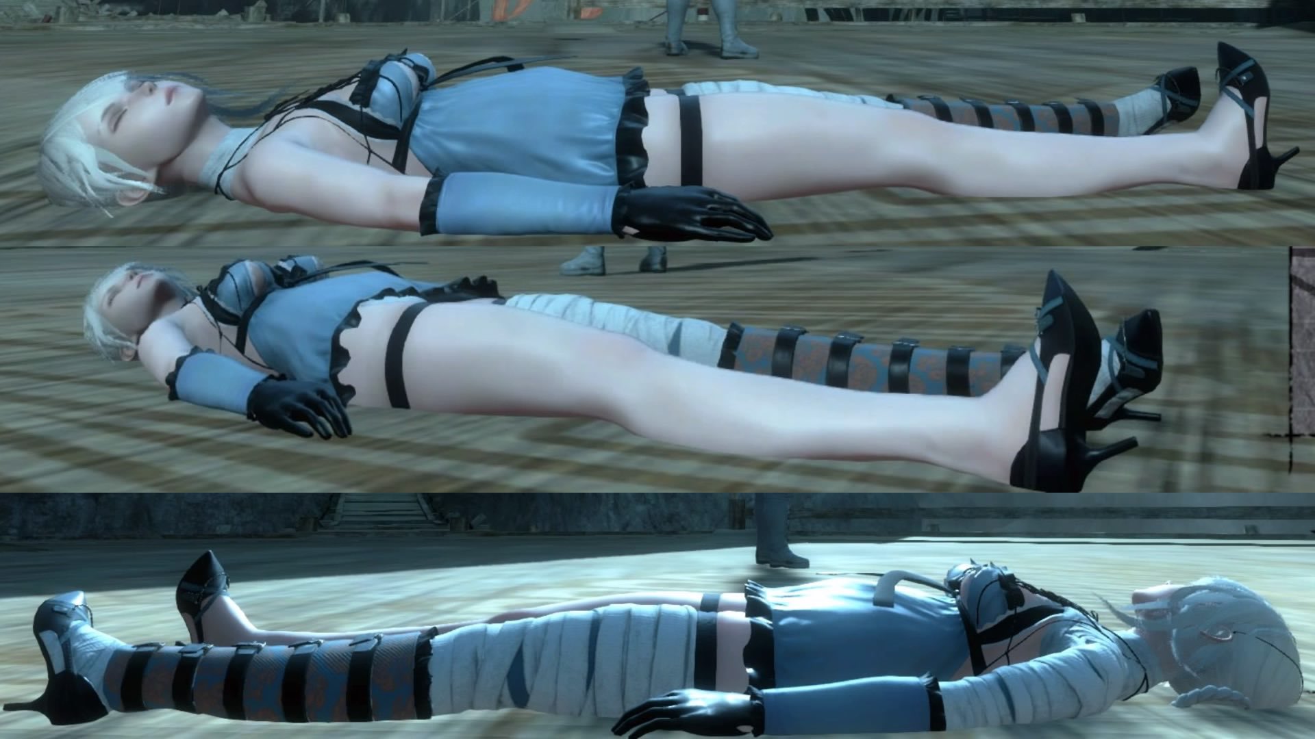 グンダ Whitedeer007 ダング 新ニーアレプリカントで 良い感じのシーン多かったので画像です 特に3 4枚目は倒れてるカイネを調べて ムービー始まる感じなので他作品の死体眺め 気分でカメラ調整出来て最高でした リョナ目的抜きで遊んでたから嬉しい収穫