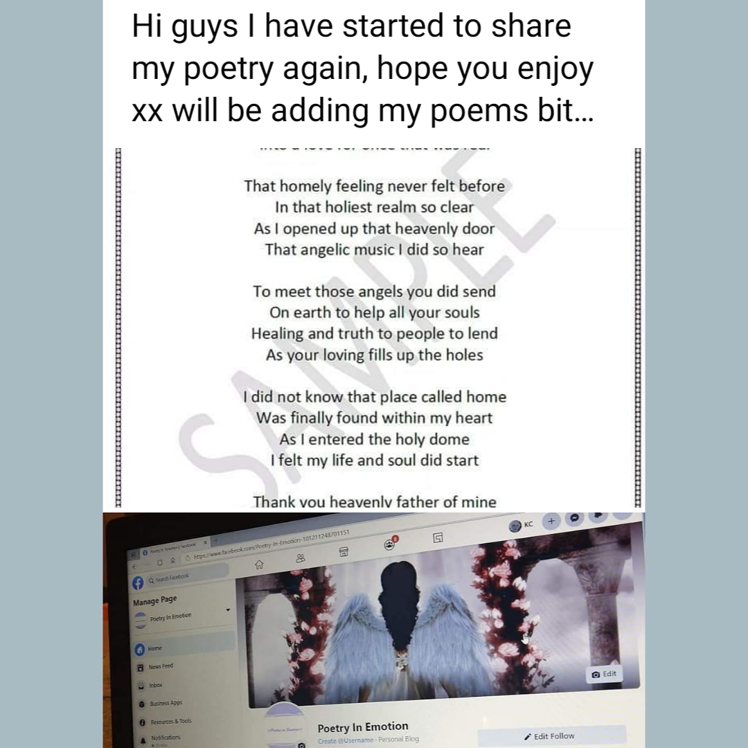 kcshelly's tweet image. Hi there beautiful angels x sending blessings of love and light always x if you want to read some poetry x then check out "PoetryInEmotion" Facebook page xx feel free to share xx