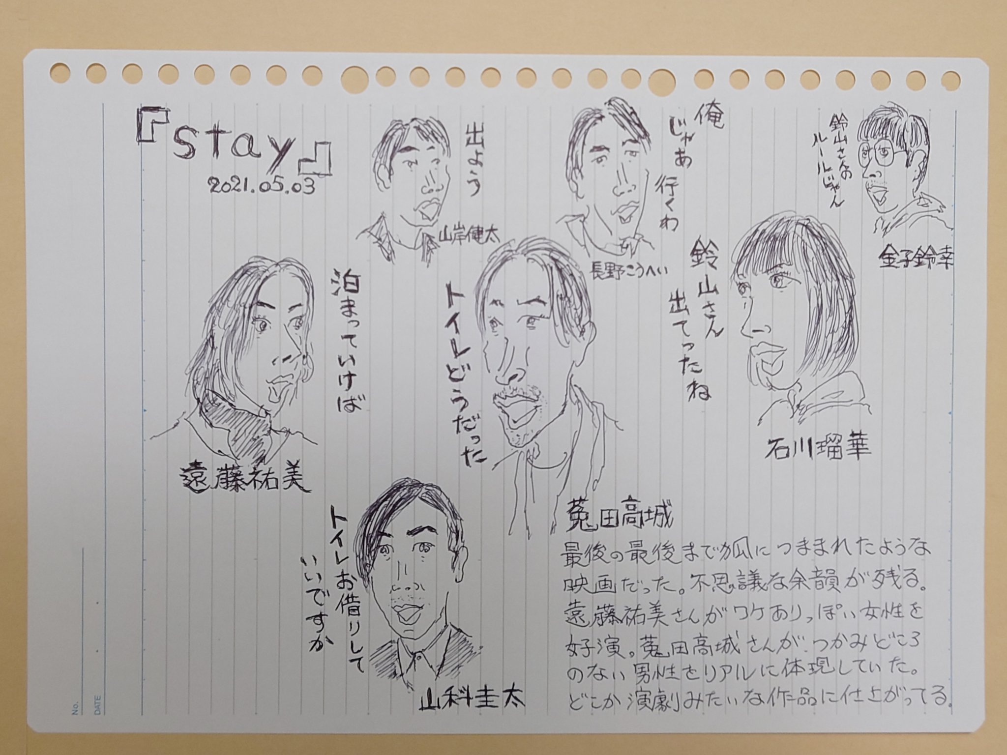 Itou Noritomo 5 3 Stay 最後の最後まで狐につままれたような映画だった 不思議な余韻が残る 遠藤祐美さんがミステリアスな女性を好演 兎田高城さんがつかみどころのない男性をリアルに体現 どこか演劇みたいな作品に仕上がっている Stay 遠藤