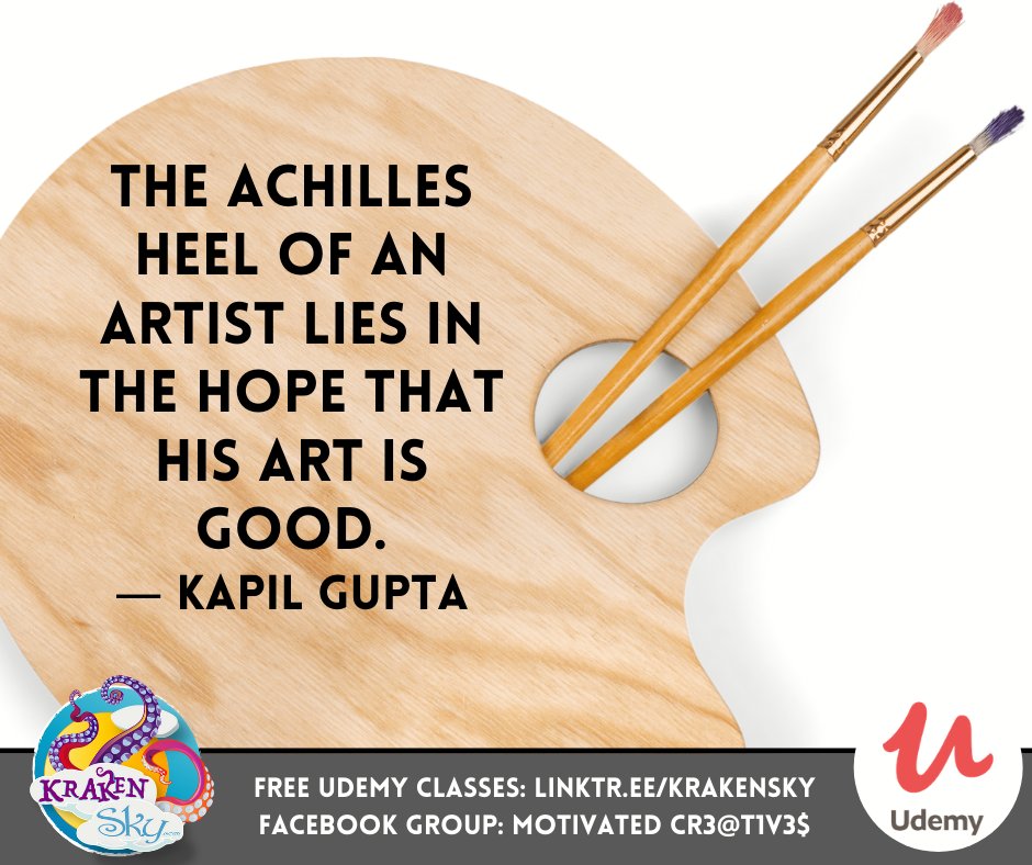 ⭐  #mondaymotivation The Achilles heel of an artist lies in the hope that his art is good. ―  Kapil Gupta ⭐ FREE classes on Udemy for #DesignStudents! 🎨 linktr.ee/KrakenSky
-
-
#udemy #udemyinstructor #designer #graphicdesign #designstudent #designerlife