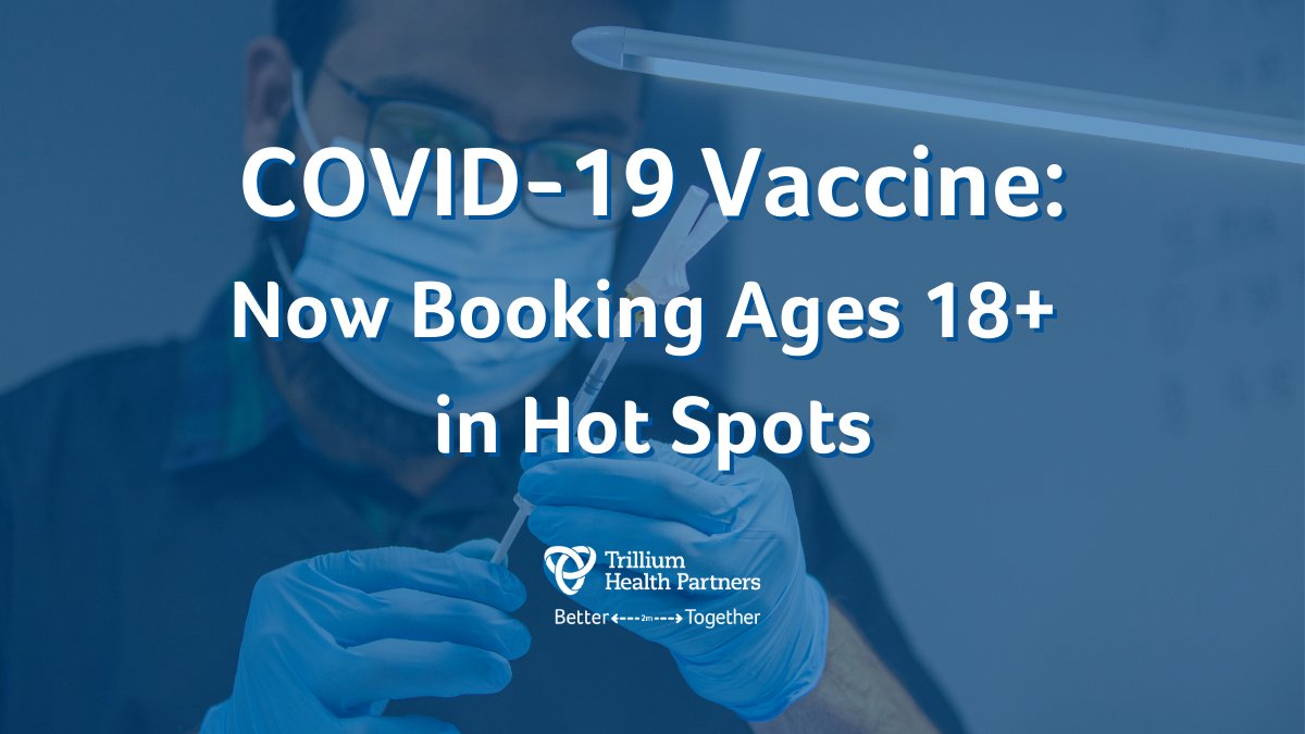 THP_hospital's tweet photo. We have now reopened our #COVID19vaccine online booking system &amp; are booking individuals 𝟭𝟴+ in select COVID-19 hot spots and other eligible groups for the week of May 10. 🗓️💉

➡️Book here: https://t.co/KN9mGxc8nB https://t.co/RKbh8oH3ny