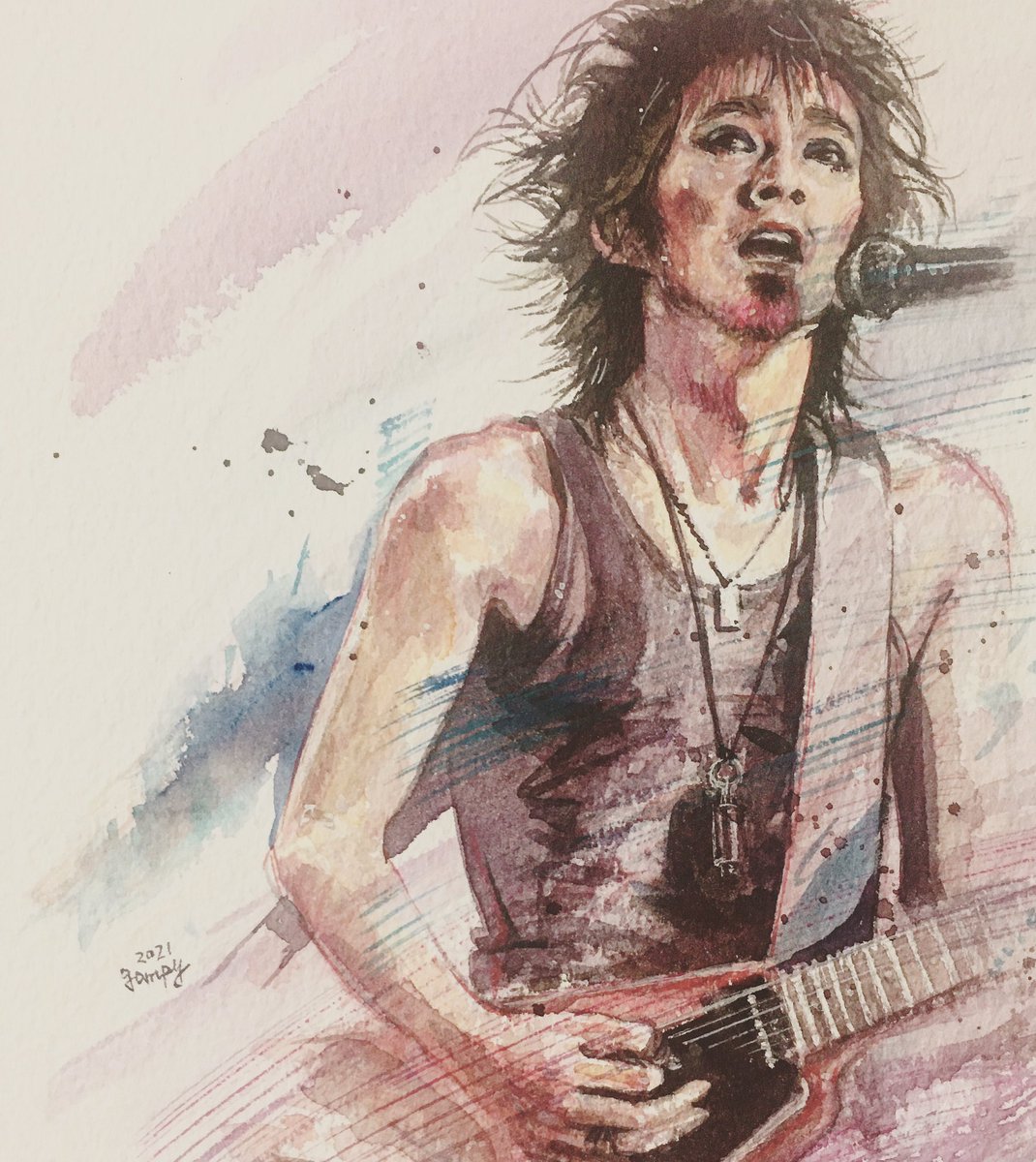 「先程は偉そーな事をつぶやきましたが実は、この絵をウンウン苦戦しながら描いていまし」|ganpukuのイラスト