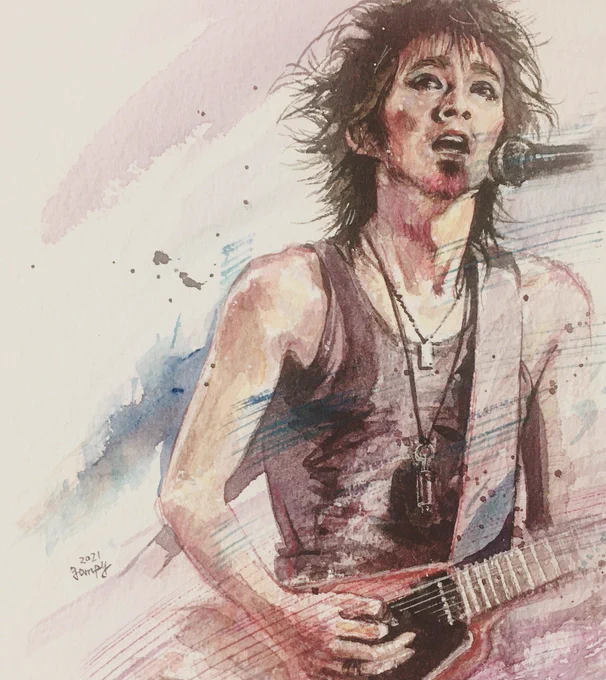 先程は偉そーな事をつぶやきましたが実は、この絵をウンウン苦戦しながら描いていました。
清志郎をリベンジで。

#watercolor
#fanart
#忌野清志郎
#連休はみんなで推しの絵を描いてキャッキャしようよ 