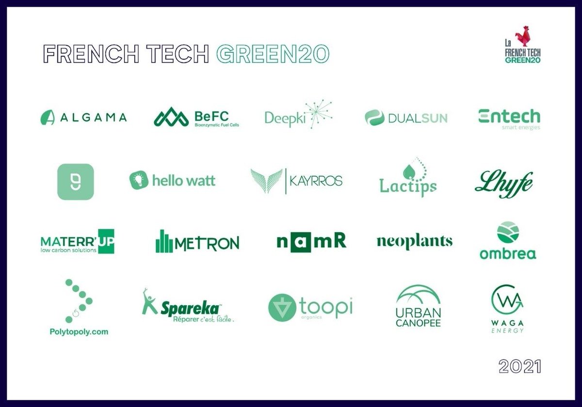 French Tech #Green20 : 20 pépites greentech lauréates du programme, dont 2 en Nouvelle-Aquitaine : <a href="/OrganicsToopi/">Toopi Organics</a> et <a href="/MaterrUp/">Materrup</a>. Bravo à elles !
Pour mieux les connaitre : bit.ly/3vGeTKW