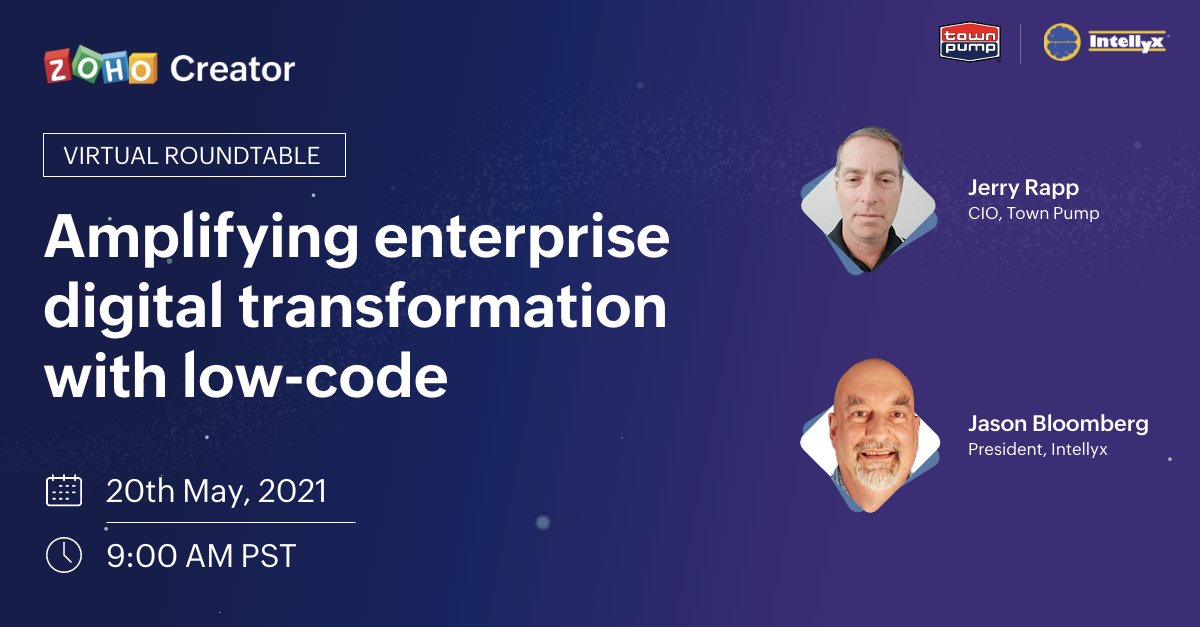 Join our live panel discussion on "Amplifying enterprise digital transformation with low-code," featuring <a href="/Intellyx/">Intellyx</a>  and <a href="/TownPump/">Town Pump</a>, to learn how you can implement low-code to accelerate digital transformation in your organization. 👉🏼 zurl.co/VEC0