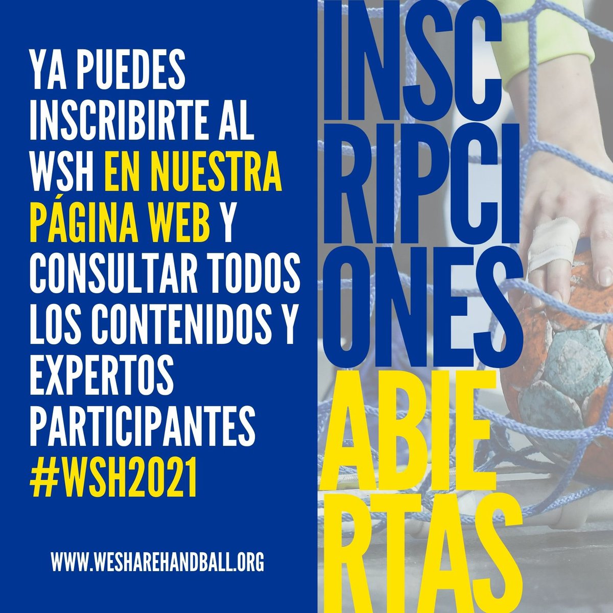 WeShareHandball's tweet photo. 💥YA puedes inscribirte a la 3a edición del WSH en nuestra página web! También puedes consultar todos los contenidos por días y todos los expertos y expertas que nos acompañarán en esta edición online Link👉🏼https://t.co/w0CrOsJuYL #wsh2021 #wesharehandball  #balonmano #handbol https://t.co/u41hAAuGer