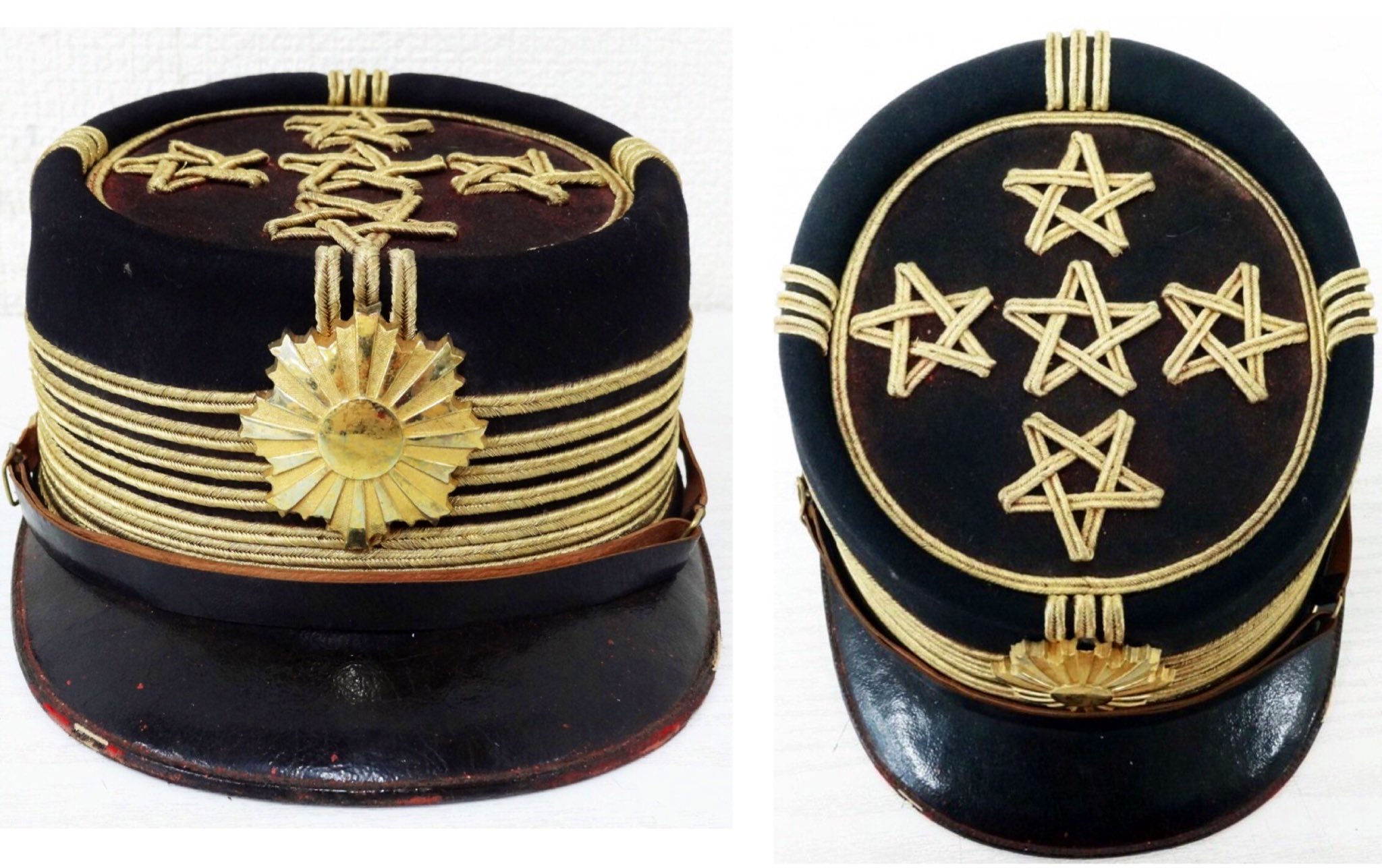 旧日本軍 陸軍 　正帽 制帽 軍帽 五芒星  当時物 　明治　大正 五芒星が付いた旧日本陸軍の帽子 - 平和の思い伝える「夜香花