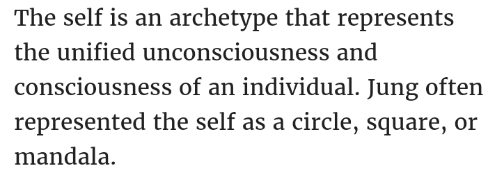 The Self is something we must strive for to obtain in our lives; the unity of consciousness and unconsciousness; the totality of body and mind. In the storyline of OOO, we see them go through the process of individuation to achieve the Self.