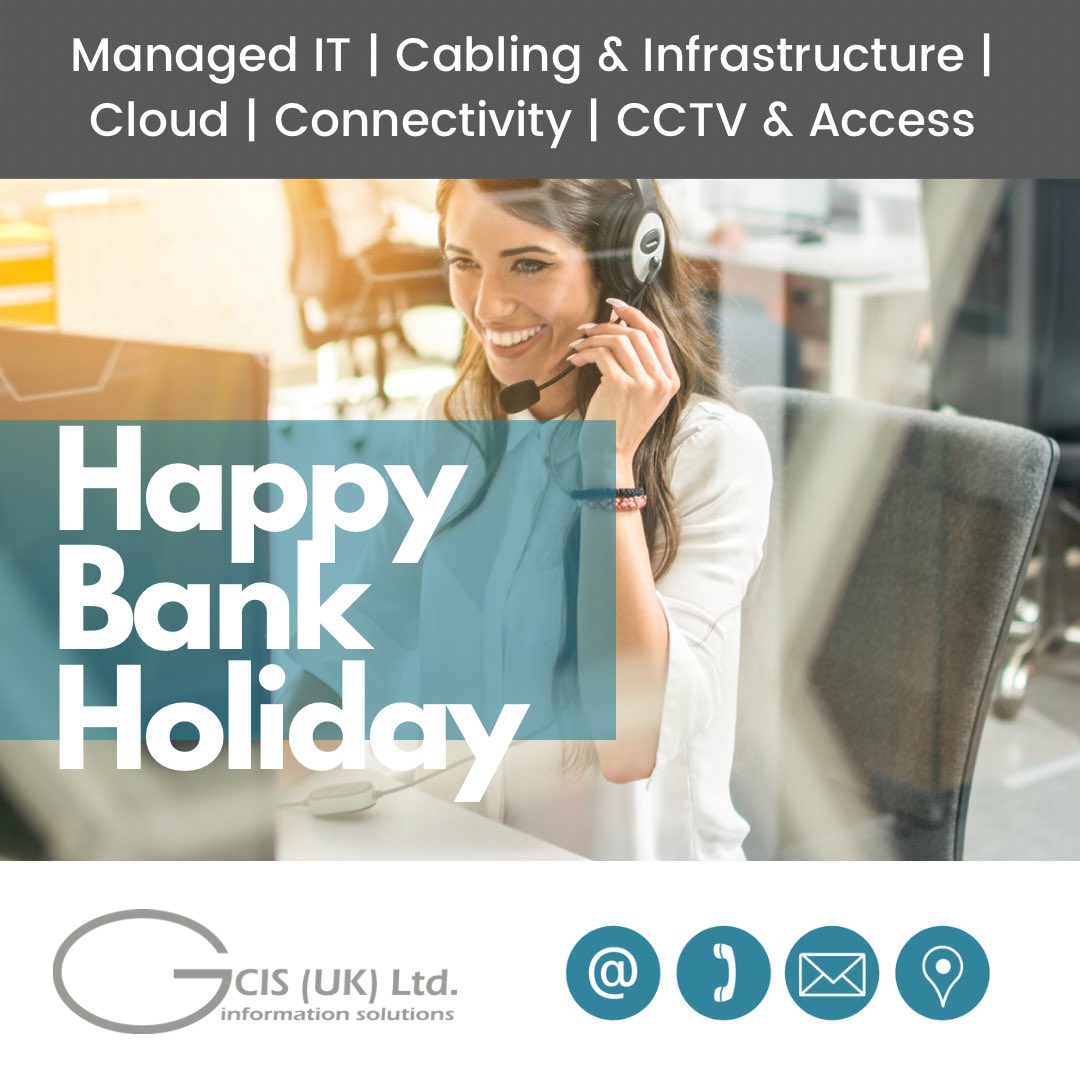 Wishing everyone a fantastic Bank Holiday Weekend ☀️☔️🙌🏻

#bankholidayweekend #itsupportspecialist #itsolutionsforbusiness #itsolutionsprovider #itsupport #itsupportservices #itforbusiness #itherts #businessinherts #cablingsolutions #itsolutions #cctvforbusiness