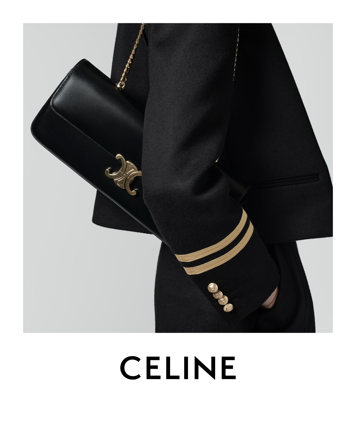 Celine Triomphe Shoulder Bag in White