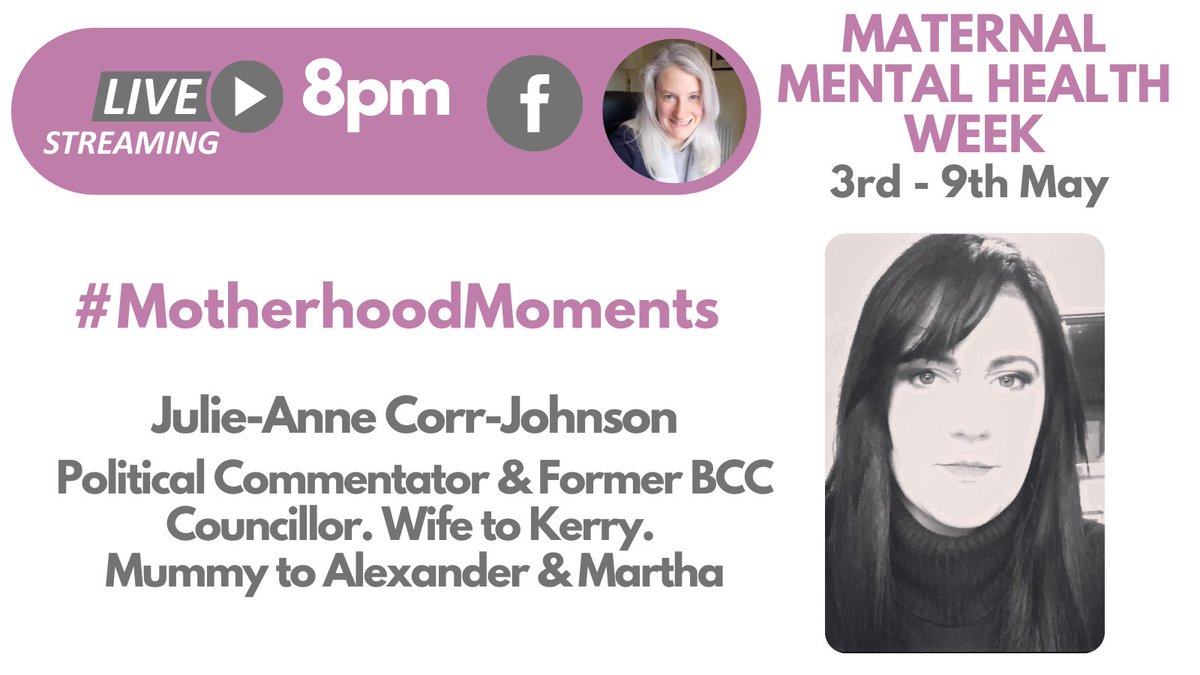 I'm absolutely thrilled that tonight for #MaternalMentalHealth week I will be chatting with @JulieACorr about #MotherhoodMoments and #JourneysToRecovery. 

Tune in over on Facebook at 8pm! 

We'd love you to join us! 

facebook.com/haveyouseentha…
