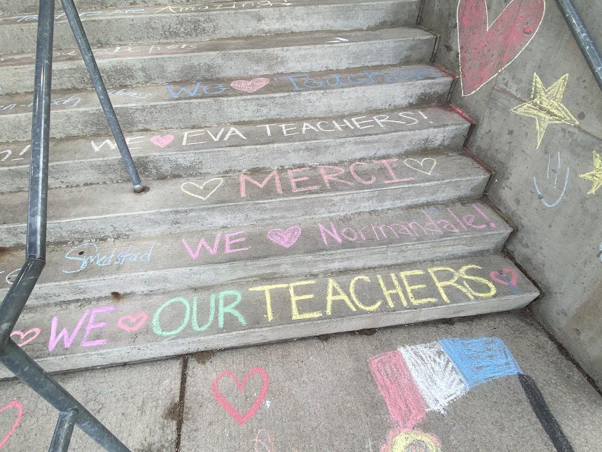 MonsieurHolden's tweet photo. Teacher Appreciation Week kicks off today.  Check out some of the messages greeting teachers this morning! https://t.co/4vu3Cr4oOl