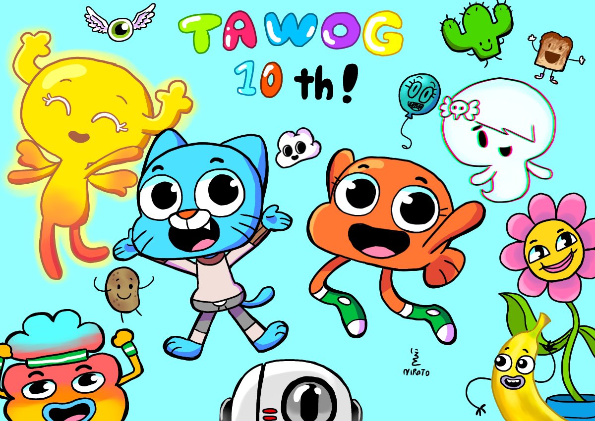 リンドウにろと 低浮上 私もお祝いの絵描きました おかしなガムボール10周年改めておめでとうございます Theamazingworldofgumball T Co Mrgk6ps8nk Twitter