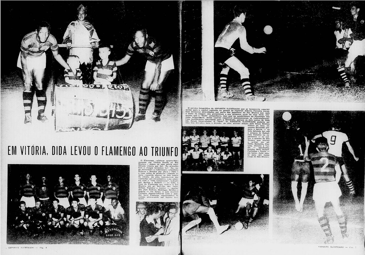 03/05/1956 #flahistoria [🗞 Esporte Ilustrado | no. 943] Em Vitória, Dida levou o Flamengo ao triunfo 🆚 Flamengo 3x1 Rio Branco-ES ⚽ Joel, Dida (2) 🏆 Amistoso 🗓️ 26 de Abril, 1956 🏟️ Governador Bley #FlaAmistosos