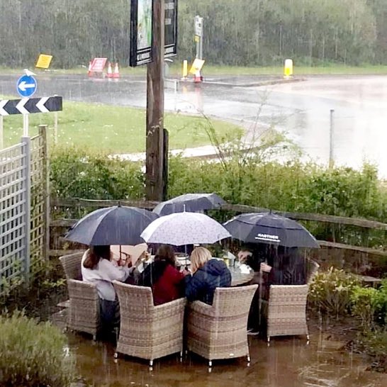 Eating out in the age of Covid, British-style-stiff-upper-umbrellas