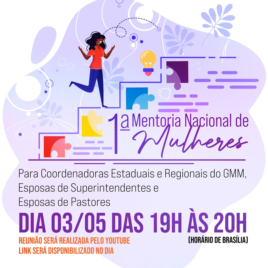 Hoje tenho um convite super especial para mulheres especiais. Às 19h no canal do youtube oficial da IEQ Brasil, a 1ª mentoria Nacional de Mulheres. 

Espero por você que é coordenadora nacional e regional e as esposas de pastores e superintendes. 

#MulheresIEQ #GMM